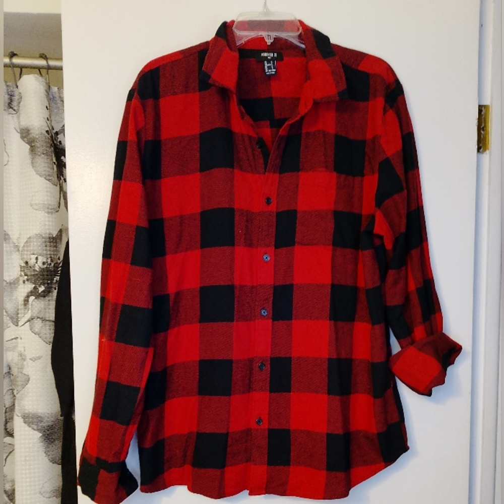 Forever 21 Red and Black Checkered Shirt